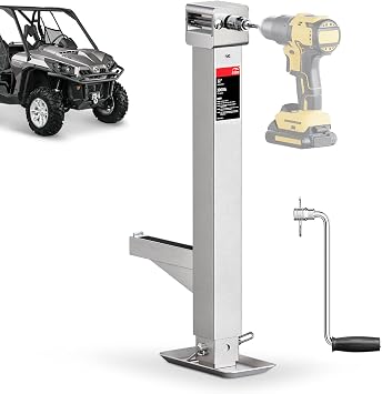 FZZD ATV UTV Jack, 3000 lbs, 7"-35" Range, 20-24V Cordless Drill Compatible | Heavy-Duty Alloy Steel, Rubber-covered Contact Point, Reinforced Wide Base