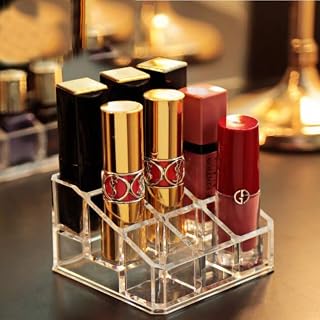 Xiaomin 9/12 Spaces Lipstick Holder Makeup Holder Transparent Lipstick Storage Box Acrylic Makeup Organizer Cosmetic Storage Rack Desktop Finishing Bathroom Storage (9 grid)