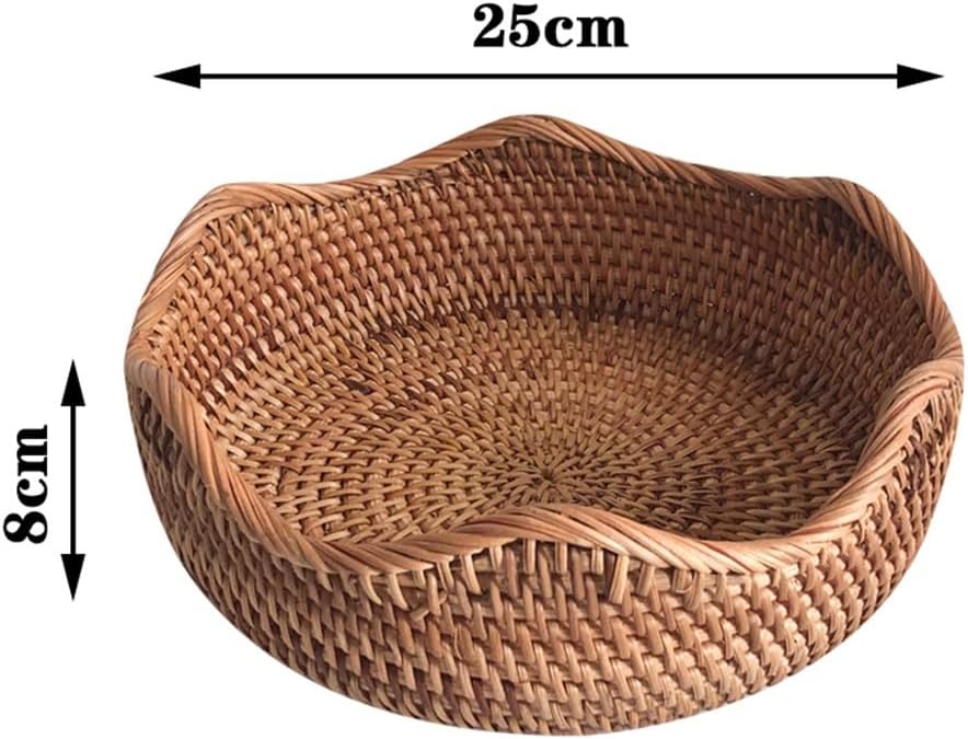 フルーツバスケット 籐編み 丸型 ベトナム製 ラタン 手編み 果物かご パンかご ナッツ皿 リビング ダイニング 食卓用 おしゃれ レトロ調  ナチュラル インテリア小物 卓上収納 トレイ ディスプレイ バスケット フルーツバスケット ラウンド かご 収納 （ 手編み カゴ 収納 ... 籐 バスケット 藤編みかご バスケット フルーツポット ラタンバスケット ラタンフルーツトレイ リビングルーム 手工芸品 家庭用