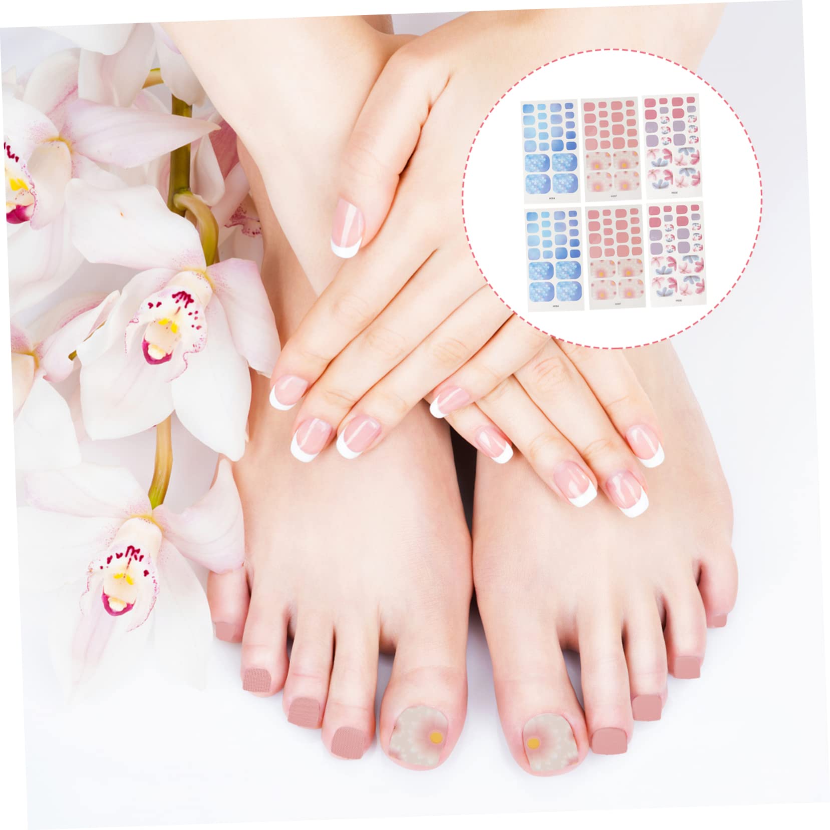minkissy 24 Hojas Del Pie Pegatinas Decorar 3d Manicura