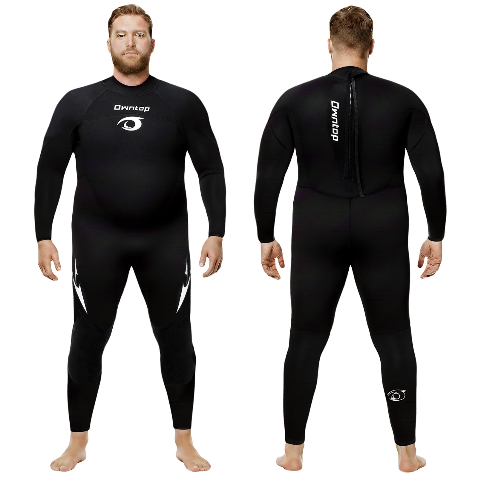 Owntop Traje de neopreno de talla grande para hombre y mujer, 3/2 mm con cremallera trasera, traje térmico de cuerpo completo, traje de buceo para buceo en agua fría, surf
