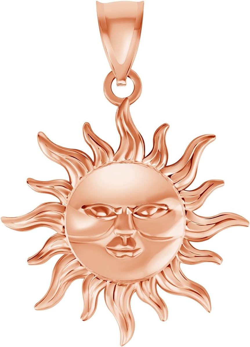 Takar Solid 10k Gold Sun Face Pendant Charm Gold Sun Pendant For Women Gift For Her Sun Gold Jewelry MADE IN USA