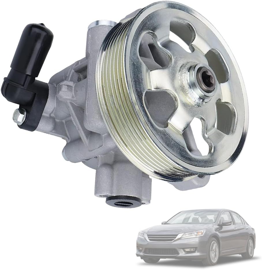 Hydraulic Power Steering Pump with 7-Groove Pulley FIT 2008-2012 Honda Accord 2.4L L4, 12V DC Accessory Drive Replaces 21-5495 56100-R40-A01 56100-R40-A03 (Non-V6 Models) - 1 Pack