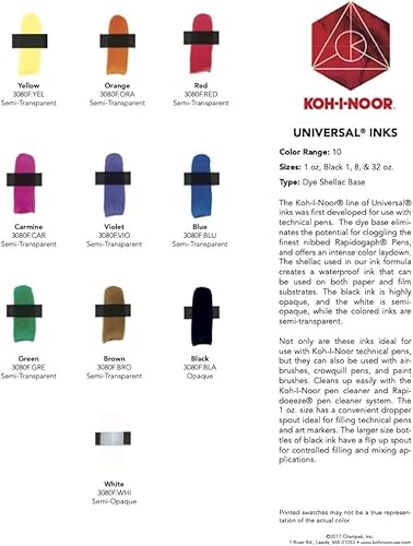 Miniatura 3 de Koh-I-Noor Tinta de dibujo universal a base de tintes, 32 onzas, botella, blanco (30807.WHI)