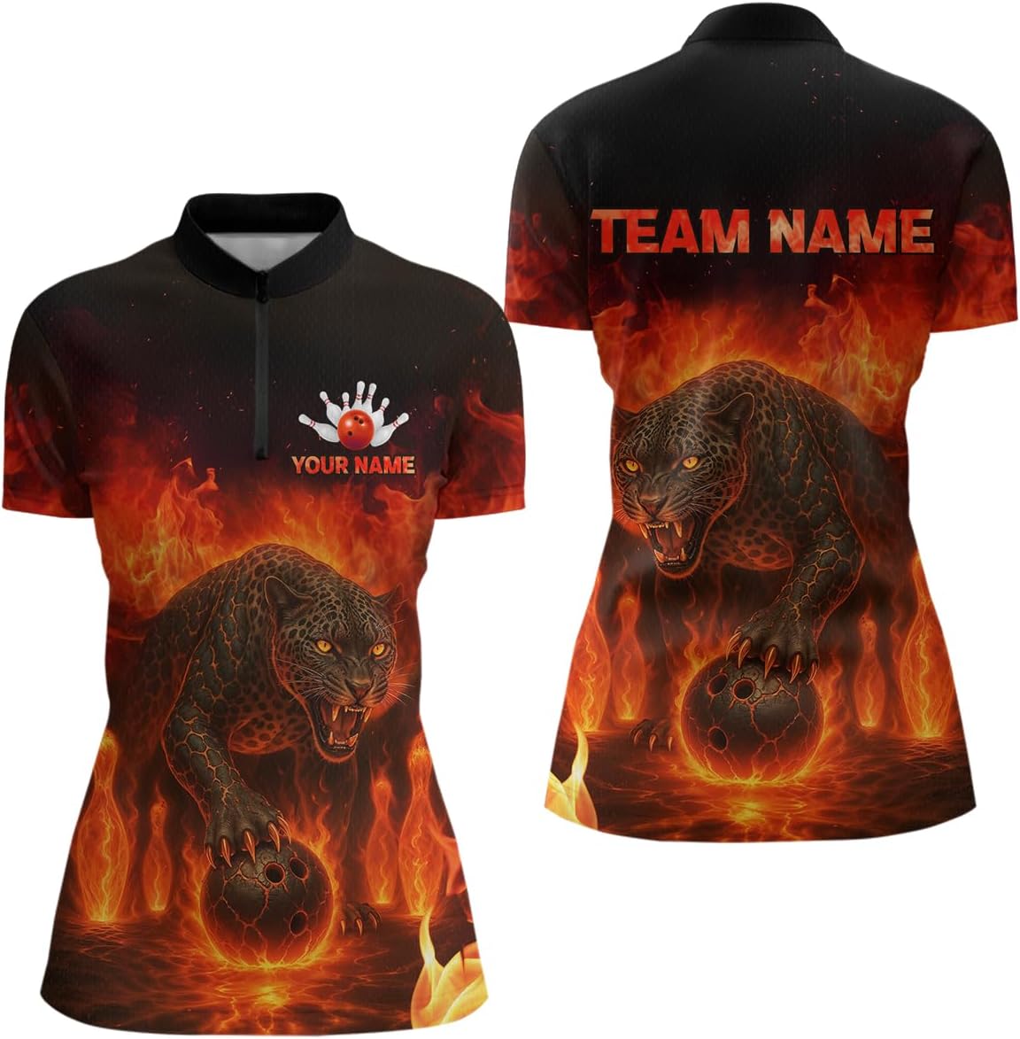 Custom Leopard Bowling Shirts for Women Men Team Bowling Jerseys Bowling Polo Shirts and Bowling Quarter Zip Shirts