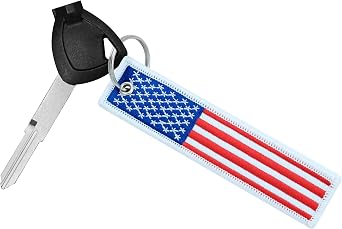 Premium Motorcycle Keychain - Durable Embroidered Flag Key Tag for Riders of Cars, ATV, Dirt Bikes & More