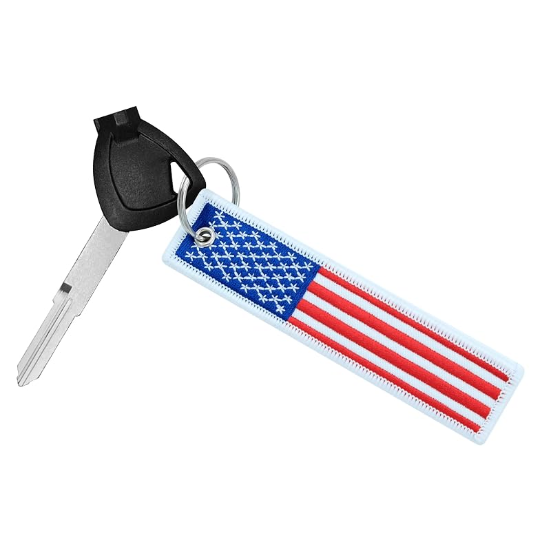 Chaveiro para Motocicleta com Tag Bordada de Bandeira em Poliéster TOKCKYBL Vermelho
