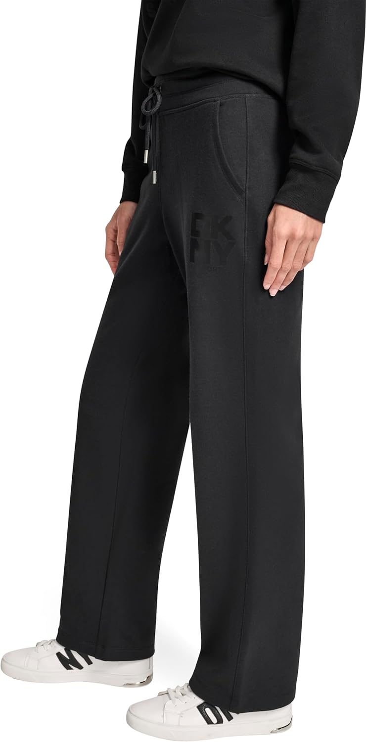 DKNY Womens Stacked Satin Logo Track Pant with Pockets - Image 3