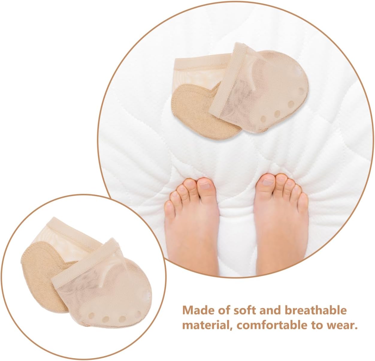Milisten 1 Pair Womens Half Sole Ballet Foot Thong Moden Dance Paw Pads Shoes Fitness Size