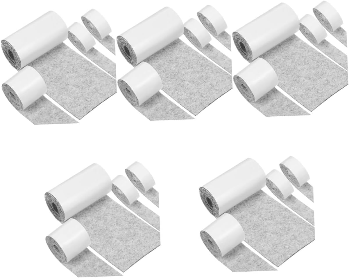 DOITOOL 5sets 4 Rolls Self Adhesive Felt Pads for Furniture Protection Antiskid Floor Protectors for Hardwood Tiles and More Reduce Friction and Noise 4rolls*5