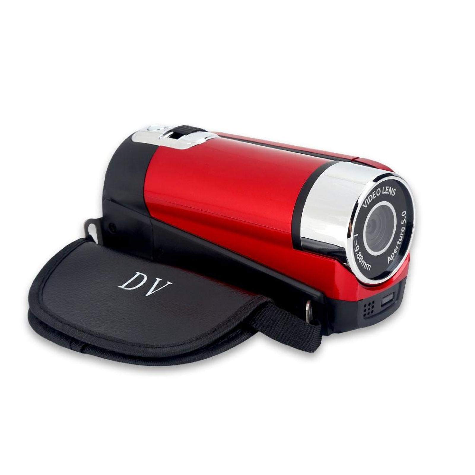 KIKYO Caméscope numérique, caméra vidéo Full HD Rotation 270 ° 16X Caméscope numérique Haute définition Caméra vidéo DV(EU-Rouge)