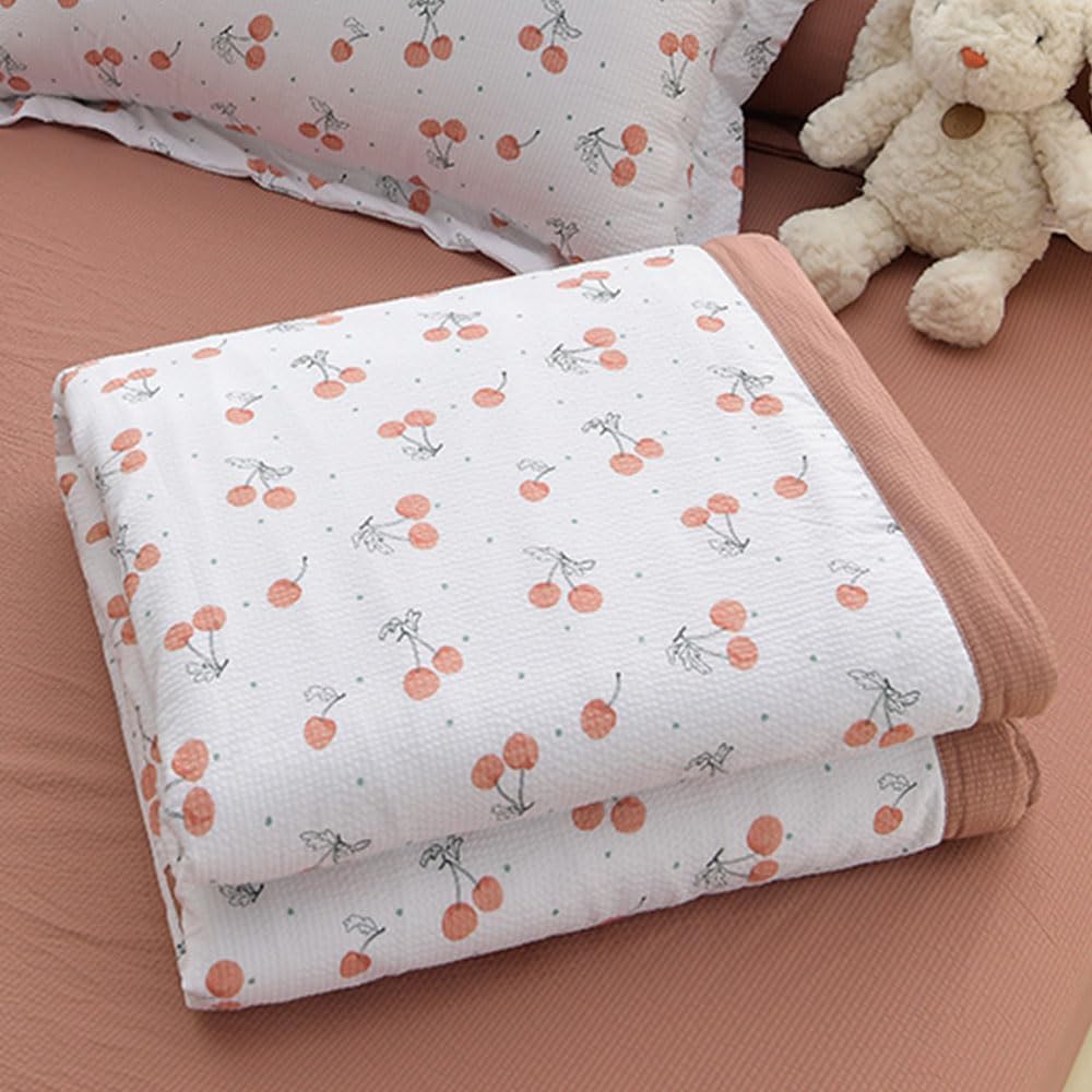 Bedspread – Fine-striped, Double-sided & Patchwork(Cherries,180x200cm)