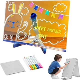 Painter's First Tool Rewritable Message Board, LED Drawing Board, Turn Drawings into Glowing Masterpieces, Acrylic Dry Erase Board with Light, LED Note Board with Colors (15 * 15CM)
