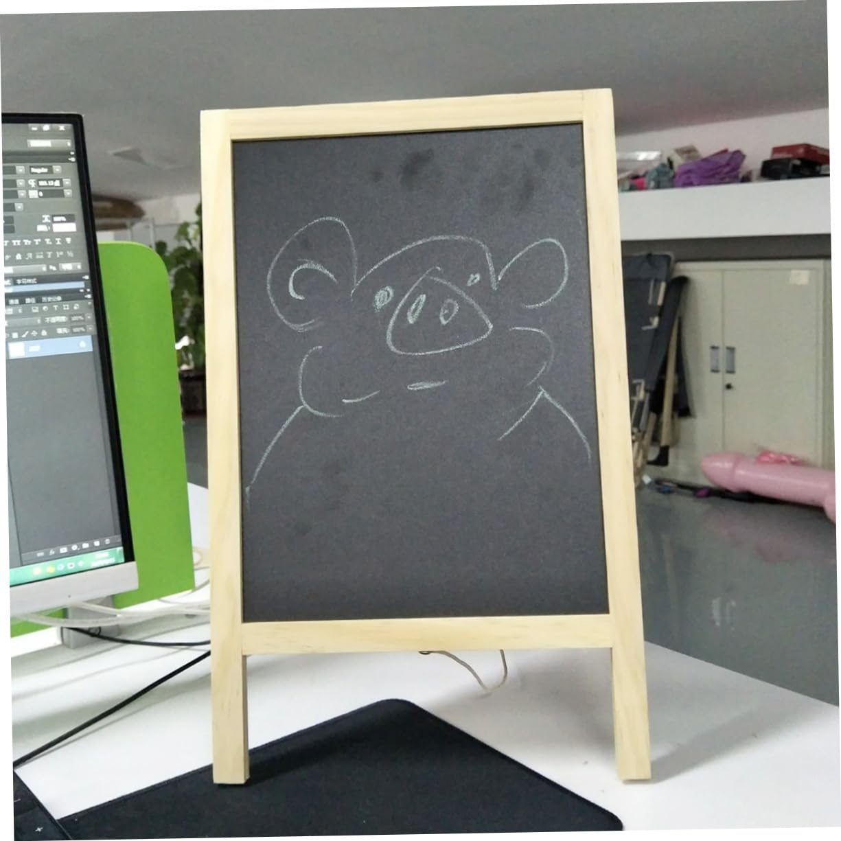 Lavagna Nera Mini su Cavalletto in Legno 25x40 Cm Doppia