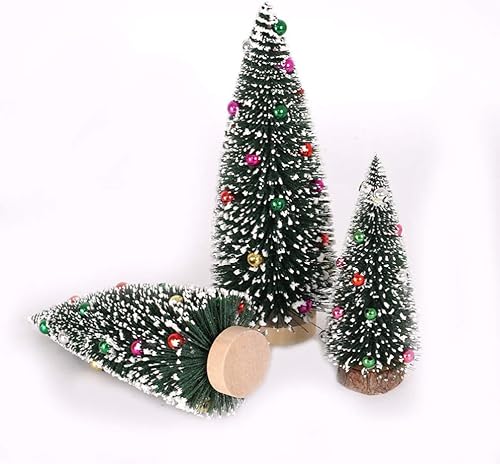 Miniatura 14 de PRETYZOOM Mini botella de árbol de sisal, árboles de Navidad de mesa, árboles de cepillo, árboles helados de nieve, árbol de pino en miniatura