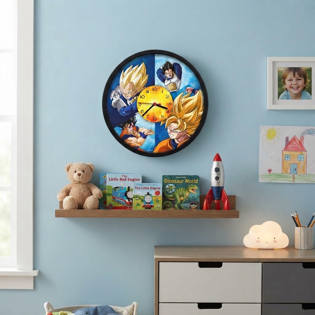 Amazon.co.jp: キッズライセンス壁掛け時計、ブラックドラゴンボール