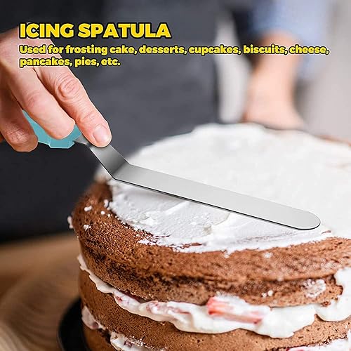 Miniatura 6 de Utoolmart Espátula de glaseado doblada de 6 pulgadas, cuchillas de acero inoxidable en ángulo para hornear, decoración de tartas, espátulas de