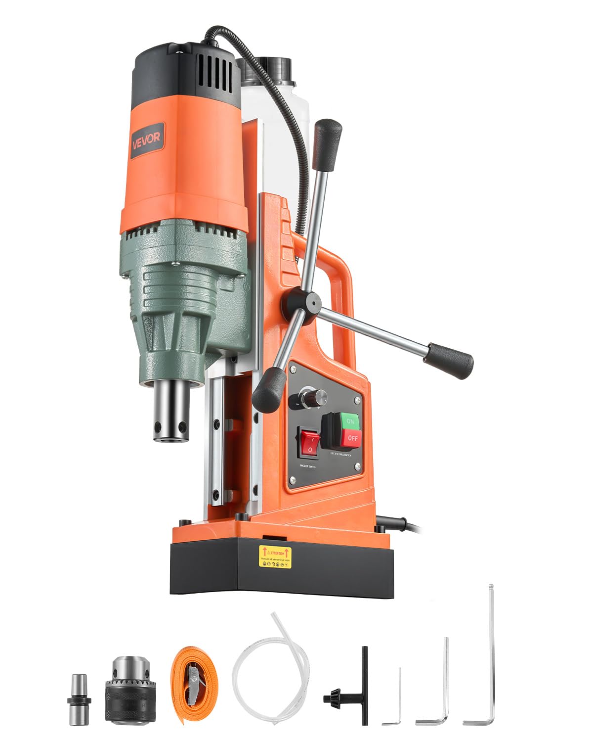 VEVOR Magnetbohrmaschine, 1550-W-Motor, Magnetbohrer 50 mm Kernbohrdurchmesser, 13000 N Magnetkraft, Drehzahlregelung 0–550 U/min, Kernbohrmaschine für Metalloberflächen, Heimwerkerbedarf