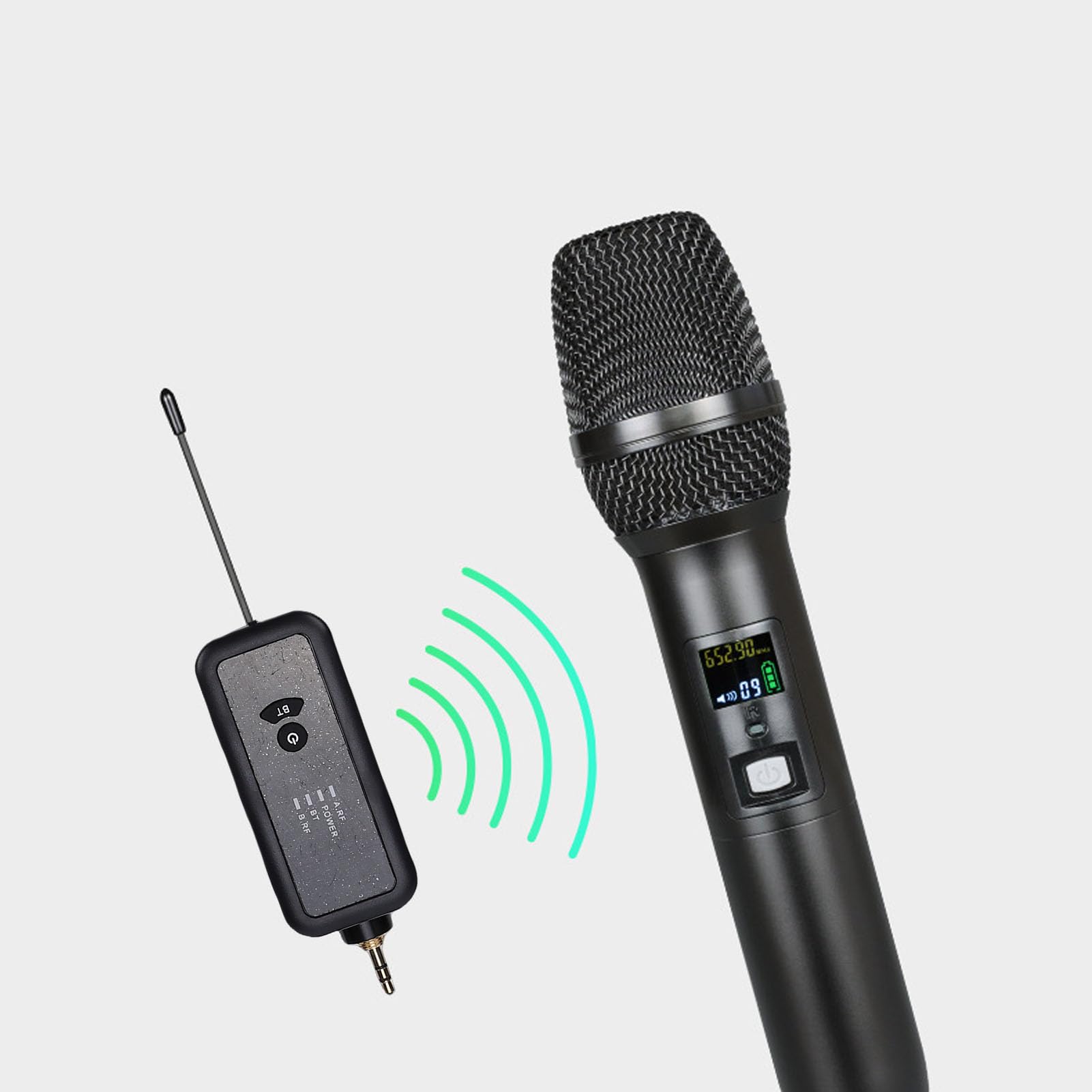Microfonico Portatile Wireless, Microfono Dinamico, Voce Chiara per Riunioni di Karaoke in Streaming Live, Portatile Leggero per Prestazioni All'aperto