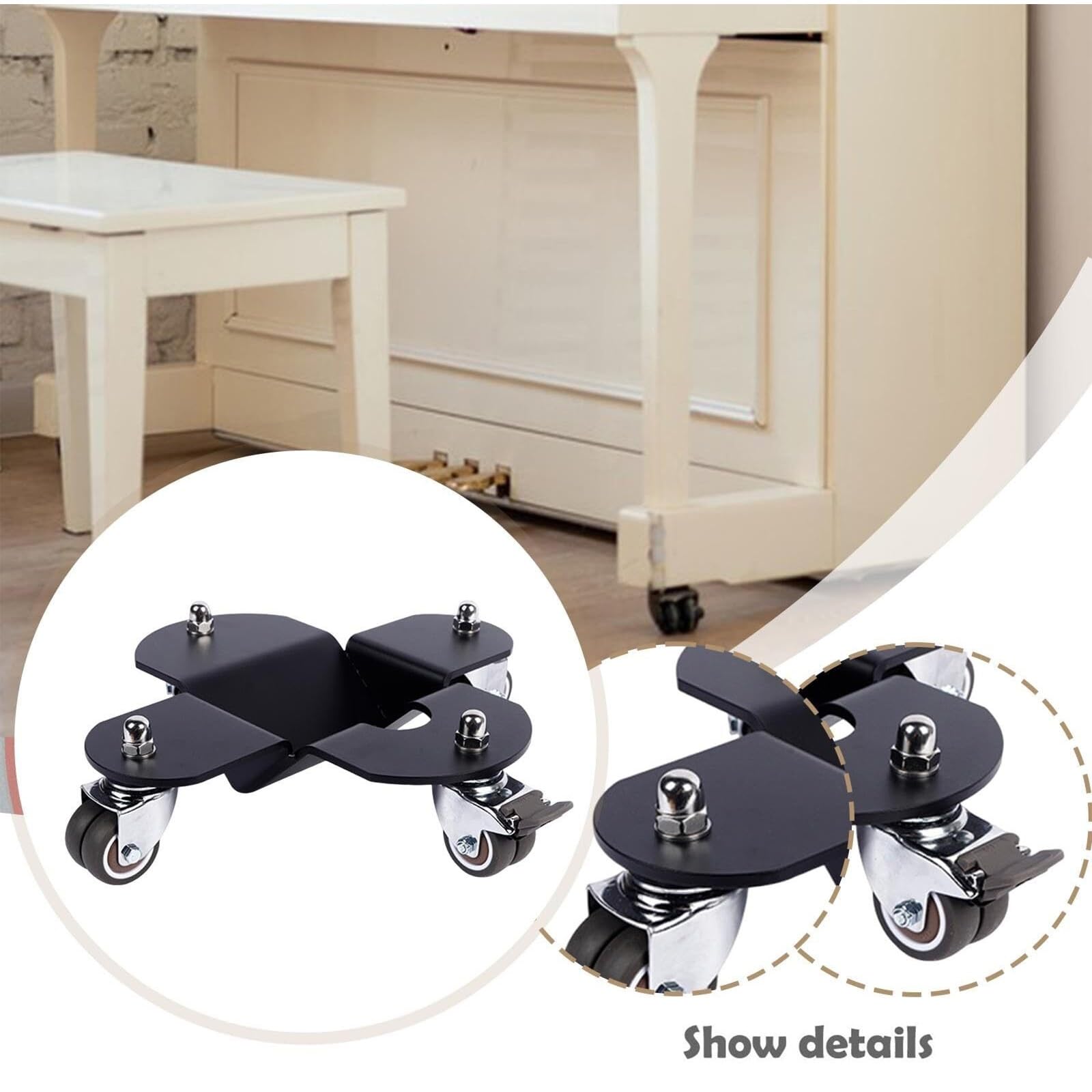 Carrello per pianoforte a coda, base mobile resistente con 4 ruote, piastra in acciaio ispessito, capacità di carico 800 kg, adatto per mobili ed elettrodomestici