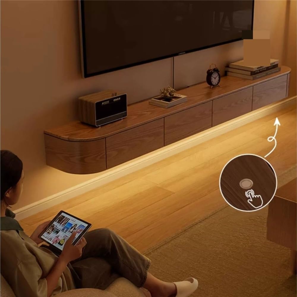 78,7"/86,6'' Schwebender TV-Ständer mit LED-Licht, Wandmontierter schwebender TV-Ständer, Entertainment-Media-Center(Small)