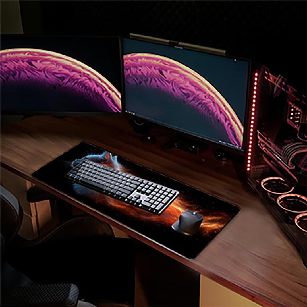 Negro Alfombrilla Gaming Gato Alfombrilla Ratón XXL 160 x 80 cm, Extendido Lmpermeable Antideslizante Gaming Mouse Pad Mejora la Precisión y la Velocidad, para Jugadores, Escritorio Decor T-5136