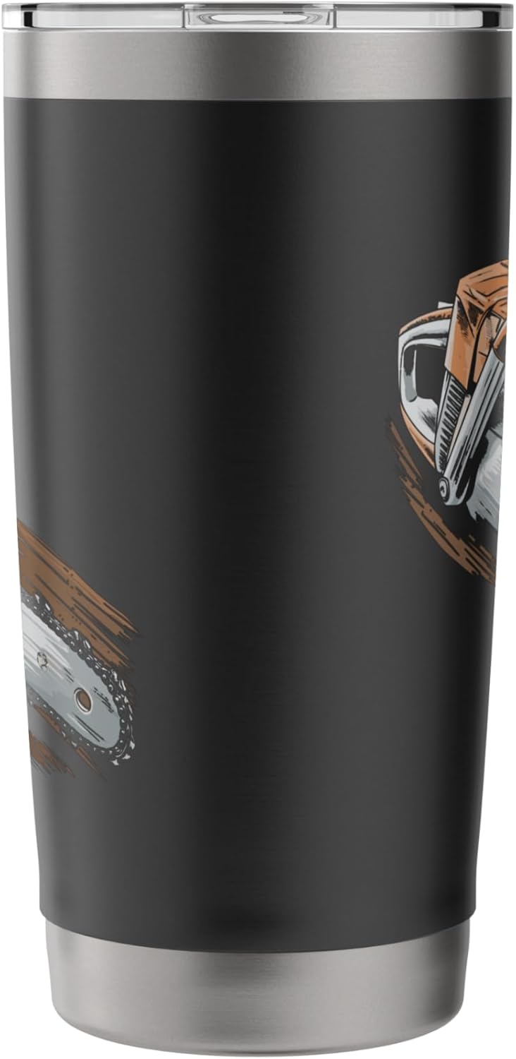 Minimalist Chainsaw Silhouette Design Stainless Steel Insulated Tumbler