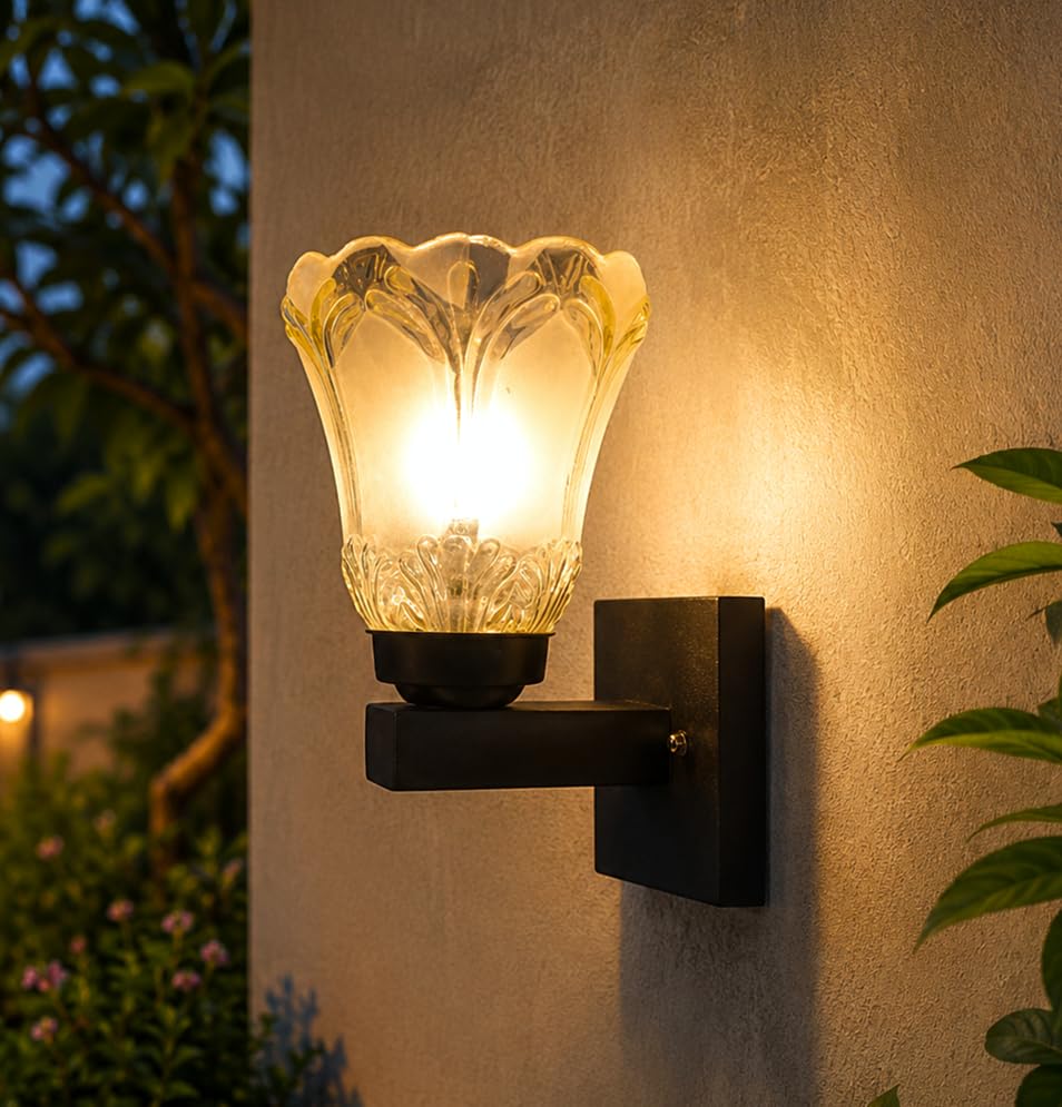 Image of Home Decor Wall Lights Glass Lamp Shade with Premium Finish & E27 Bulb Holder for Living Room, Bedroom, Balcony, Kitchen, Cafes | Decorative Night Lamps Fixtures | Elegant Wall Hanging Lights