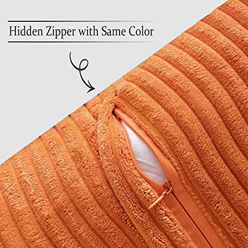 Image of MIULEE Fall Orange Decorative Throw Pillow Covers for Couch Bed Livingroom 20x20 Inch Set of 2 Boho Accent Throw Pllows Broadside Striped Patchwork Soft Corduroy Pillowcases