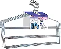 Cabides Para Calças Triplo Kit 5 Unidades Organizador Reforçado Aço Cromado - Big Mix