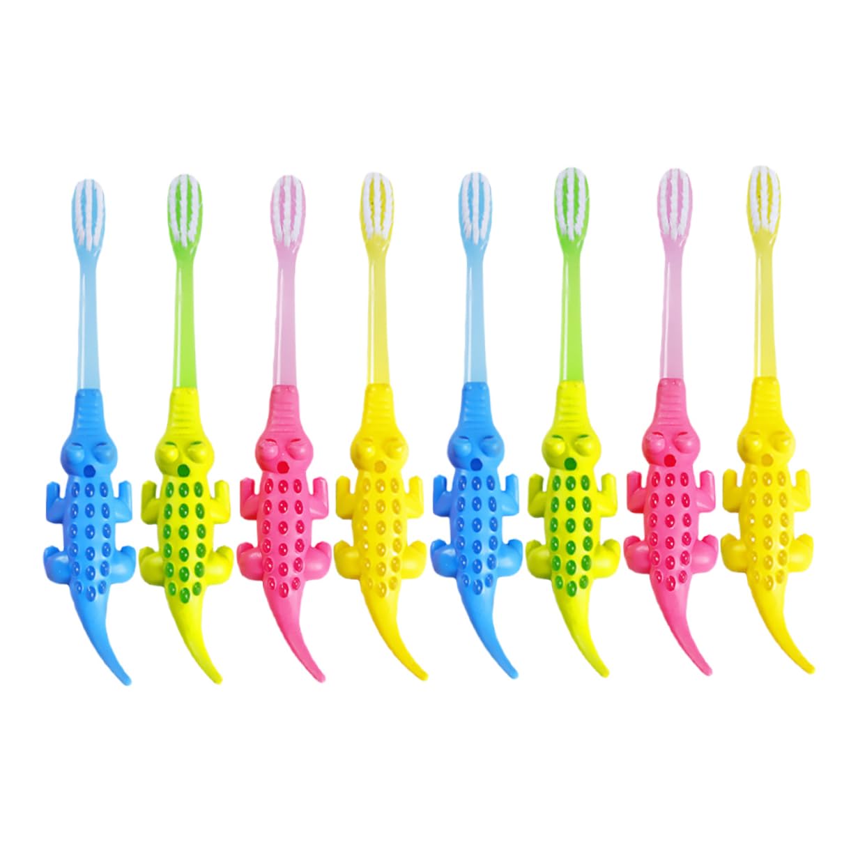 Didiseaon Cartoon Toothbrush Set for Kids 4 Colors 8pcs Soft Comfortable for Children Random Color