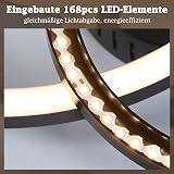 Homefire Plafonnier LED pour salon, 2 anneaux - 40 cm, noir, éclairage de - 4