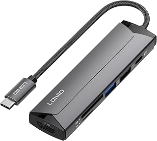 موزع متعدد المنافذ 6 في 1 من لدنيو - لشحن ونقل البيانات بسرعة عالية جدا ومنفذ HDMI 4K