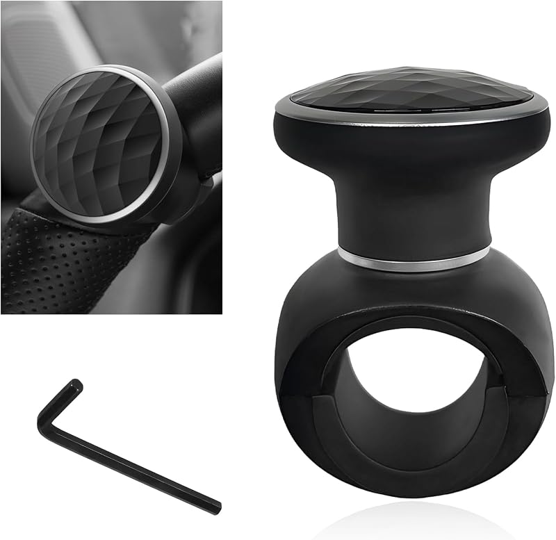 Steering Wheel Knob Spinner, Non-Slip Turning Assist Knob Driving Power Handle with Metal Ball Bearing, Smooth 360 Degree Rotation Steering Wheel Spinner for Car Truck Boat