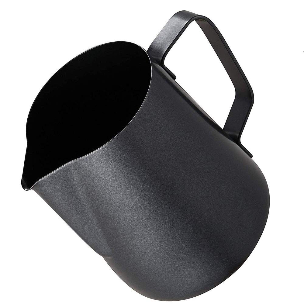 Pofet 1# 350Ml Poeft 350Ml Stainless Steel Milk Frothing Pitcher Plated,Espresso Milk Frothing Pitcher Coffee Jug, Latte Art Cup - Black