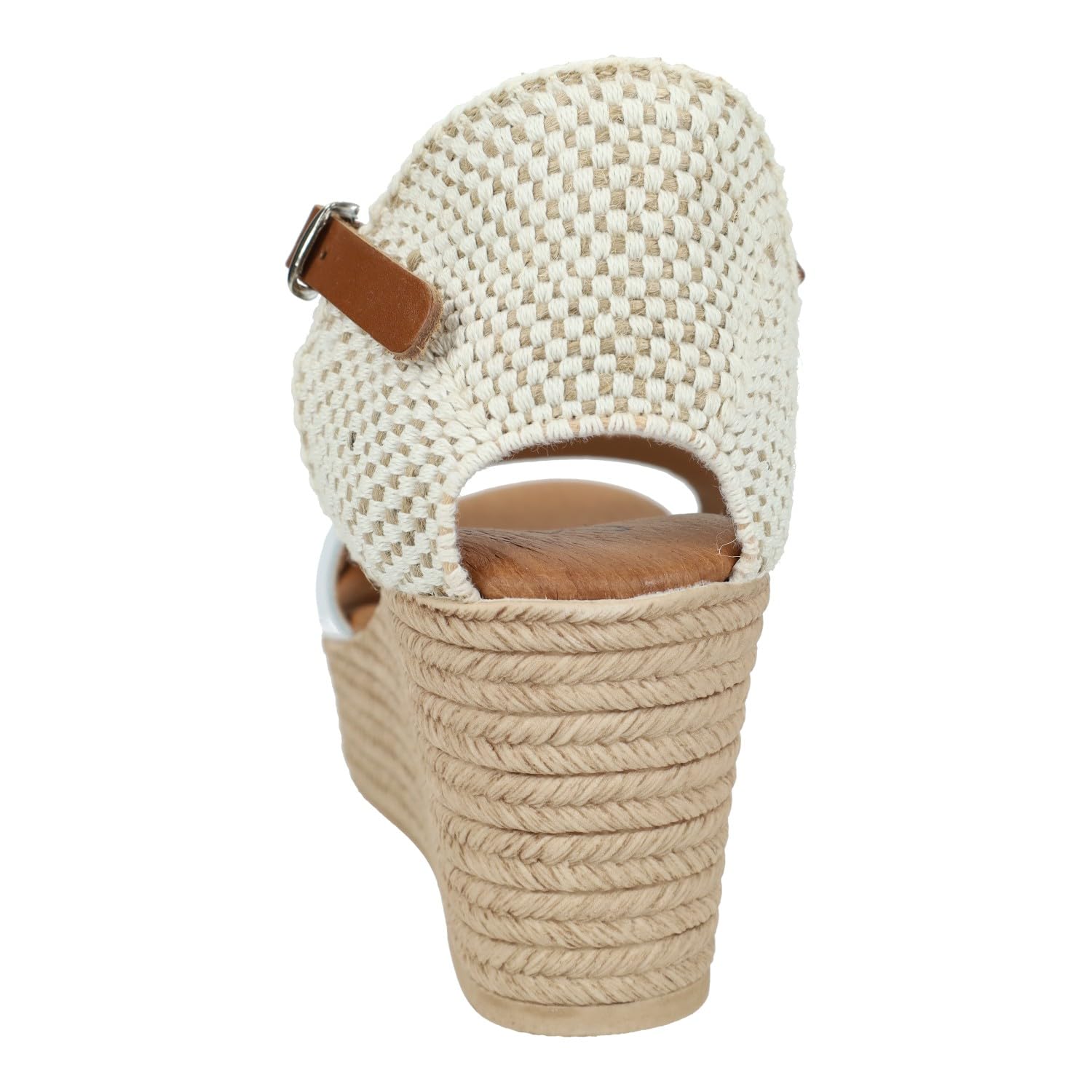 SANDALI M704 Blancas de Piel para Mujer con cuña de 6cm, Verano con cuña, Hechas en España Mujer