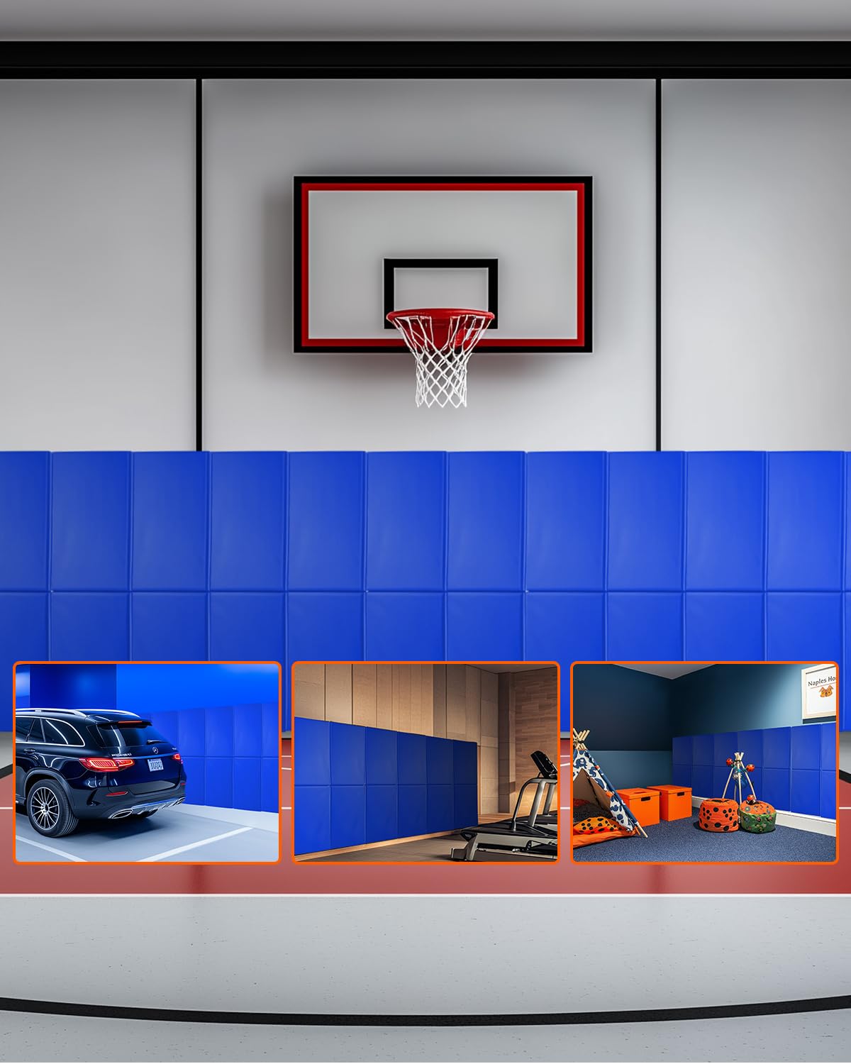 VEVOR Acolchado de Pared para Gimnasio, Resistente al Desgarro, Alta Densidad, para Pared de Cancha de Baloncesto, Duradera e Impermeable para Gimnasio, Garaje, Sótano, 1800 x 600 x 50 mm, Azul