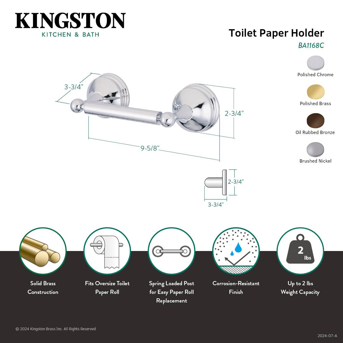Kingston BA1168PB Vintage Toilet Paper Holder, Polished Brass — Amazon image 3
