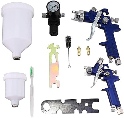 leoboone HVLP Auto Pintura Aire Alimentaci?n por gravedad Pistola de pulverizaci?n Kit W / 2 coches Primer Con 0.8MM 1,4 mm Boquillas completa completa de coches juego de piezas