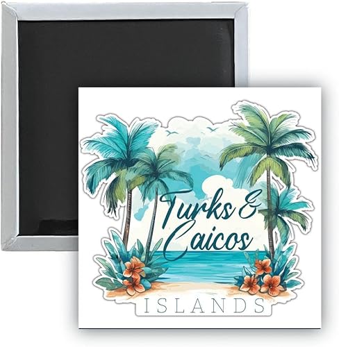 Miniatura 1 de Turks and Caicos Design C Souvenir - Imán para nevera (2,5 x 2,5 pulgadas)