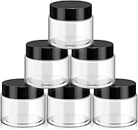 Vista 191 de 6 Pack 6oz Plastic Jars Containers with Lids Wide-mouth Refillable Leakproof Reusable Round Empty Jars for Travel Cosmetic Dry Food Spice Candy Clear