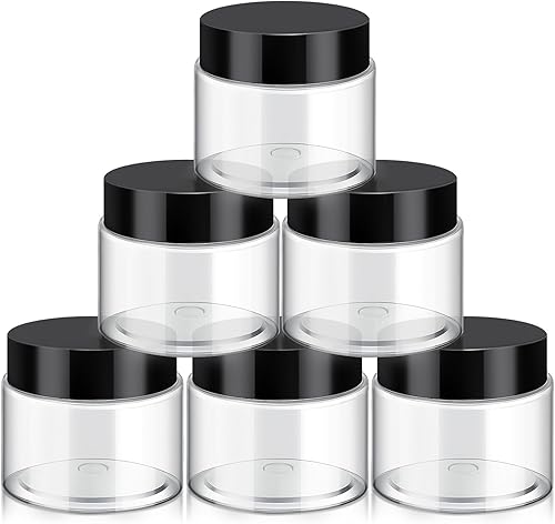 Vista 191 de 6 Pack 6oz Plastic Jars Containers with Lids Wide-mouth Refillable Leakproof Reusable Round Empty Jars for Travel Cosmetic Dry Food Spice Candy Clear