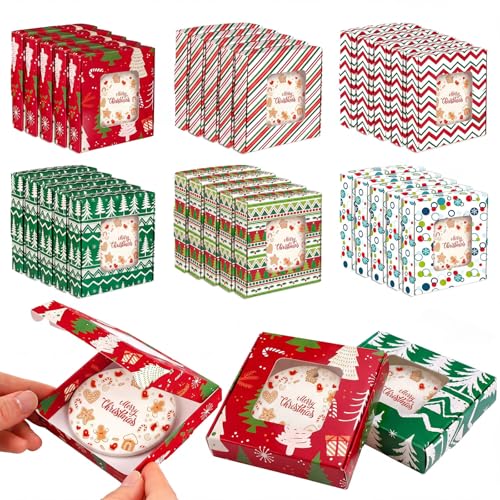 Gersoniel 30 Pcs Christmas Sublimation Ornaments Gift Boxes 3.54"x3.54"x0.7" Christmas