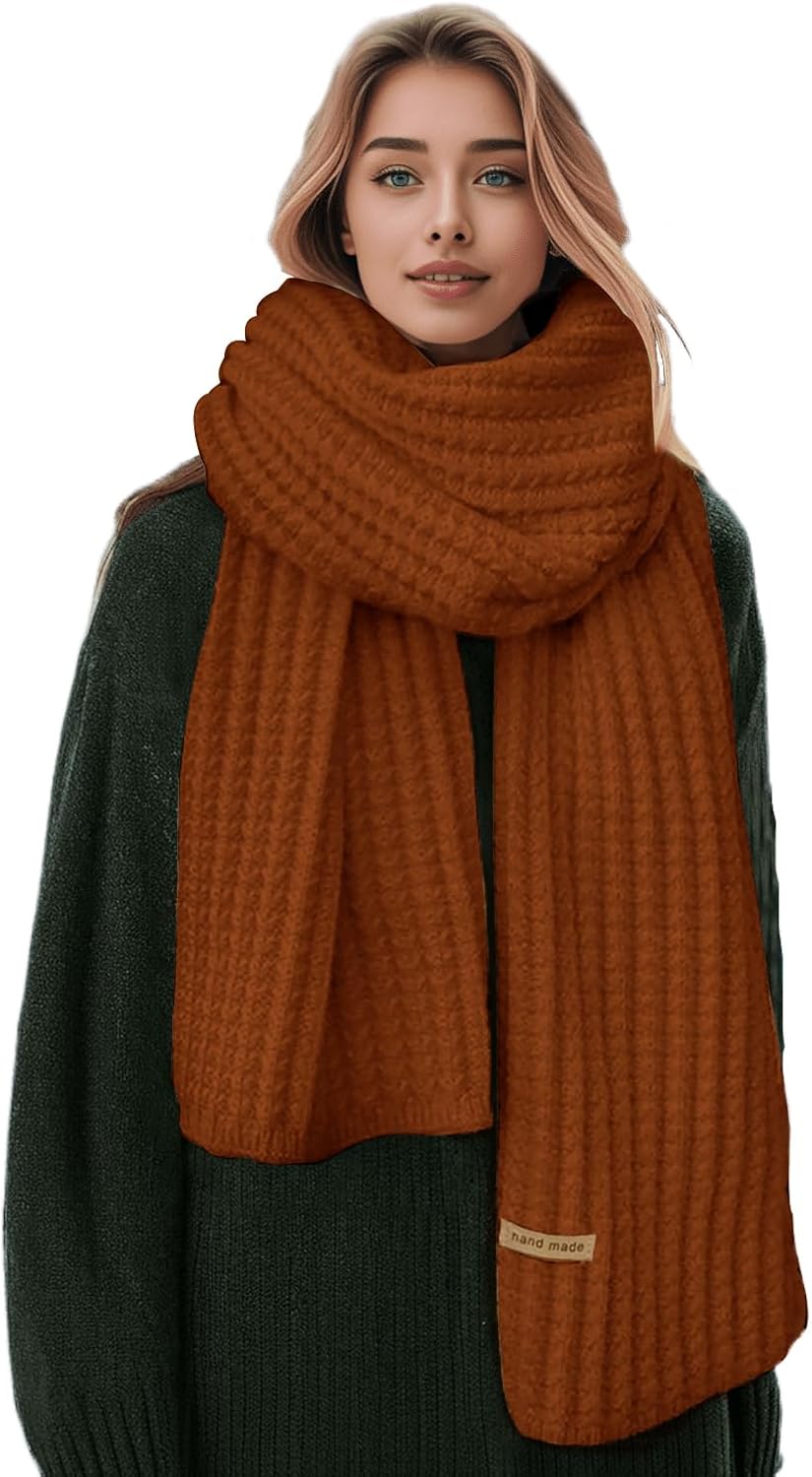 Boaisdus Winter Chunky Knit Scarfs Women's Thick Warm Knit Scarves Soft Long Chunky Knitted Scarf for Outddor Men & Women