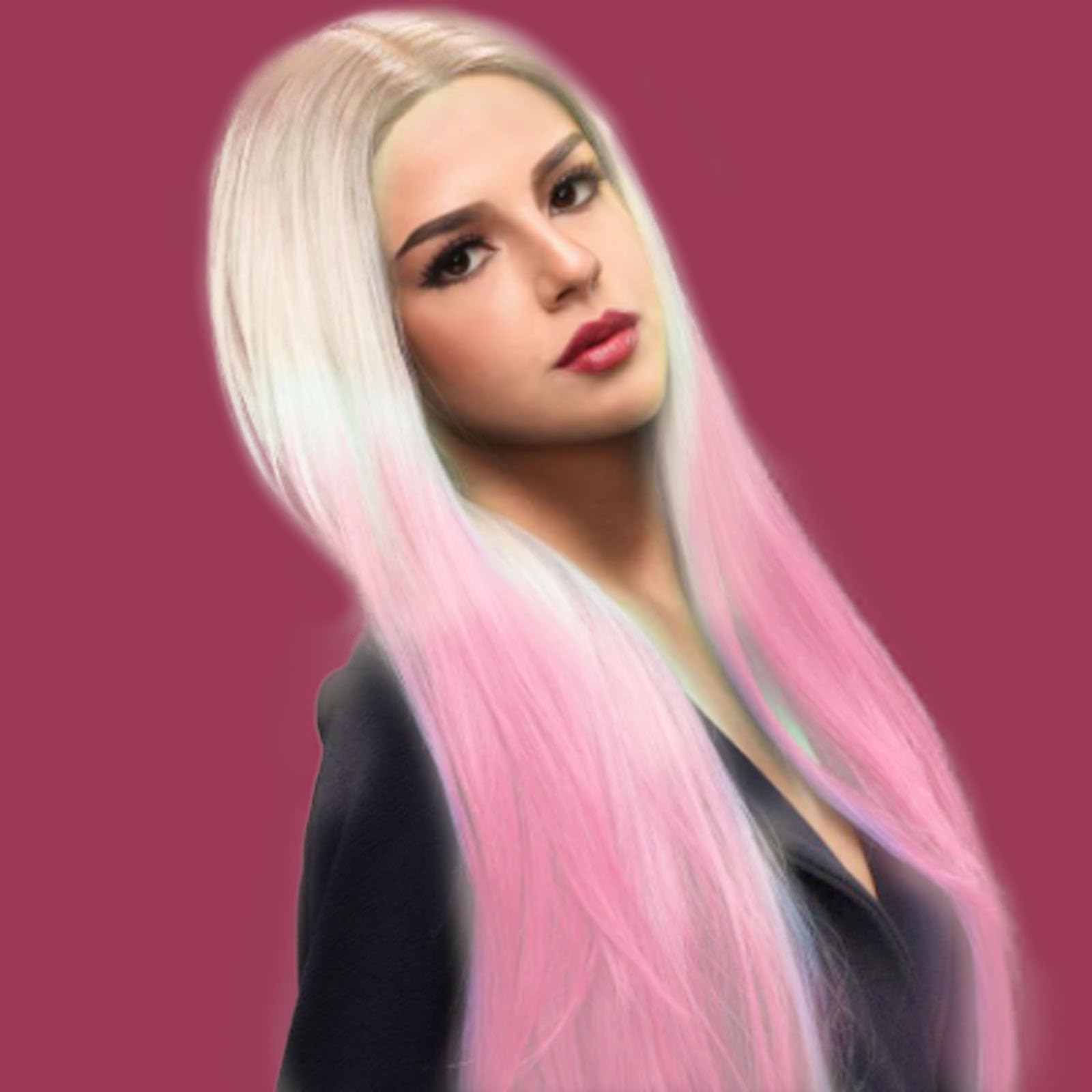 Amazon.com: AFBeauty Ombre Platinum Blonde Pink Lace Front  display picture 1