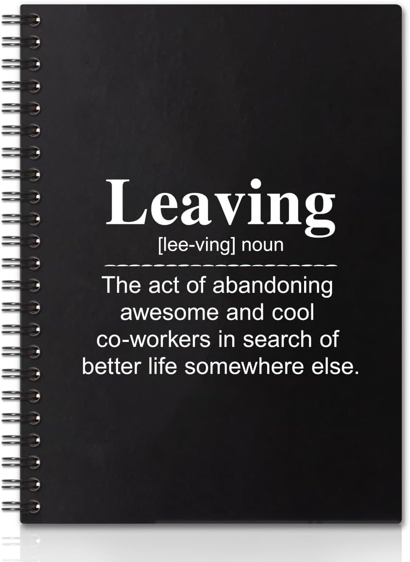 Leaving Definition Hardcover 160 Pages Blank Spiral Notebooks, Employee Appreciation Gift, Thank You Gifts, New Job Gifts for Coworker, Farewell Going Away Gifts for Coworker Colleagues