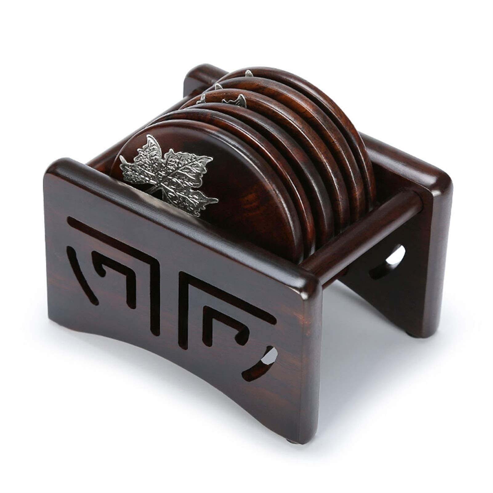 Sous-bocks 6 pièces Ensemble doré Jade Ensemble de thé Jade Ensemble d'accessoires Ebony Coaster Tea Coaster Isolation Plaque de thé sous-verres
