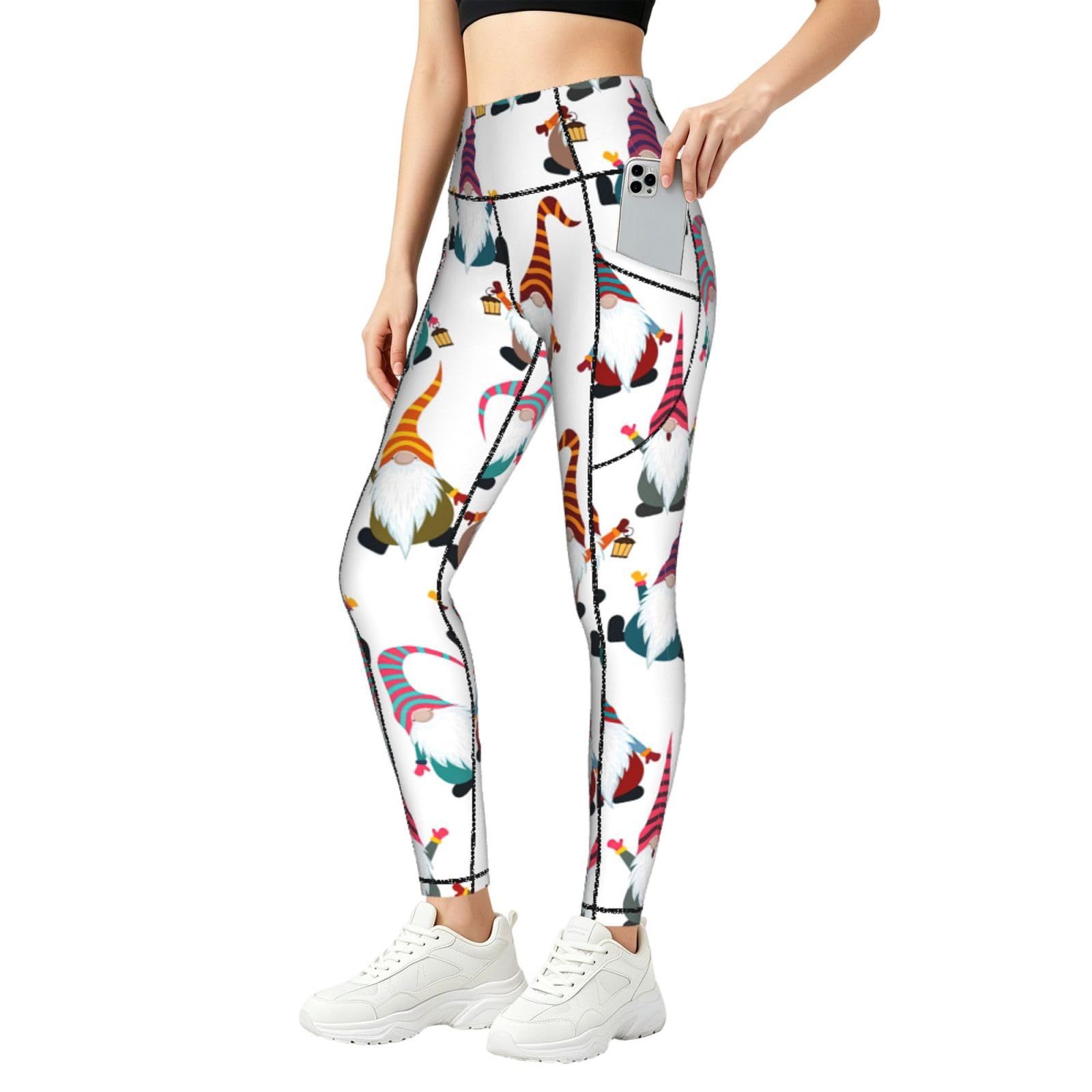 Leggings de gimnasio con gnomos de Navidad y bolsillos para mujer 8