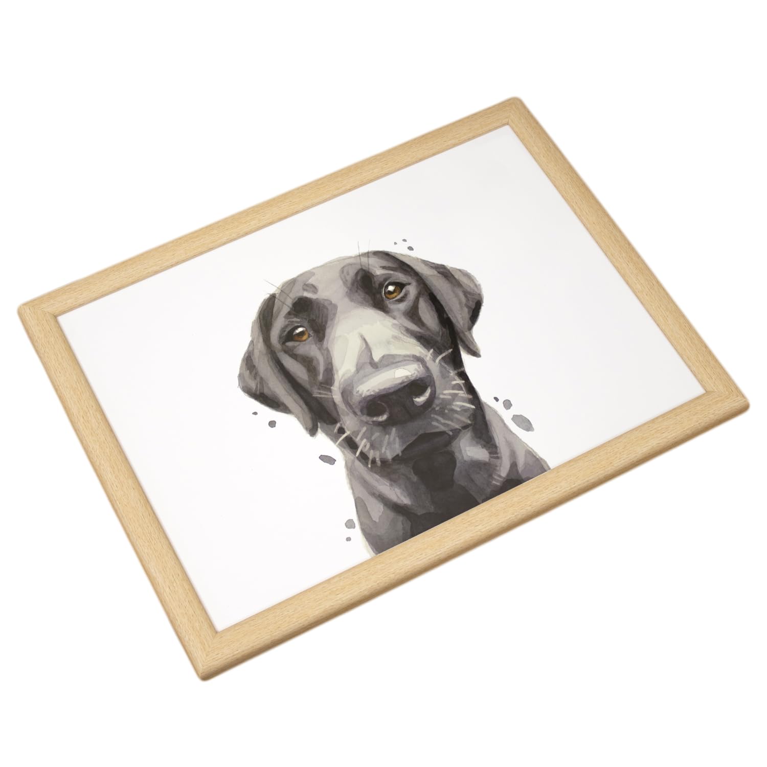 Darthome Brown, White, Black Black Labrador Lap Tray 44X34cm Cushioned Pet Dog Lifelike Art Padded Serving Bean Bag