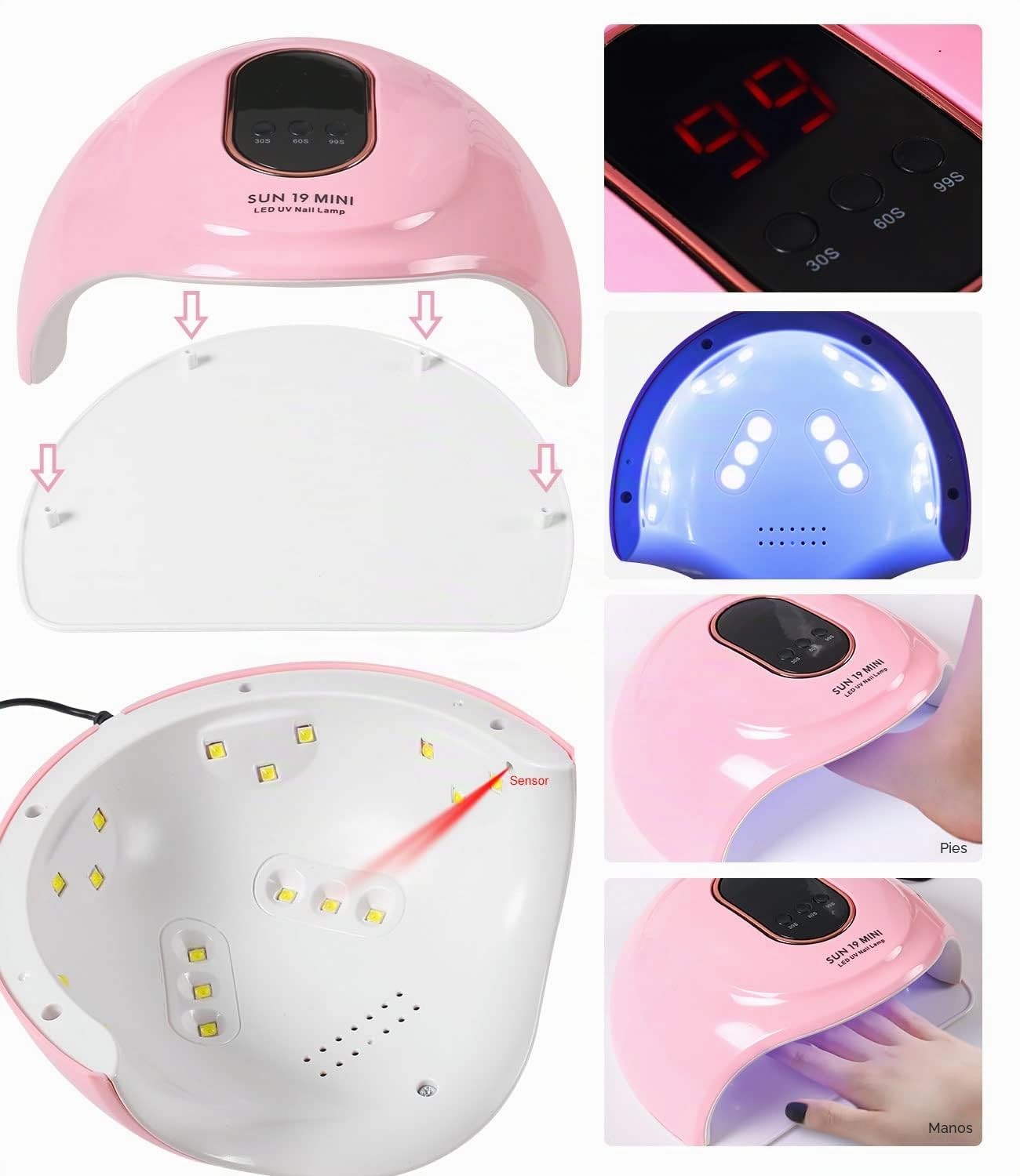 Juego de salón de uñas, polvo acrílico con líquido acrílico de 60 ml, fresa de uñas para gel con lámpara UV, set de decoración, regalo para mujeres